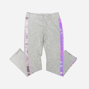 Girls H&M Light Gray Pants with Reversible Flip Seguin Stripes